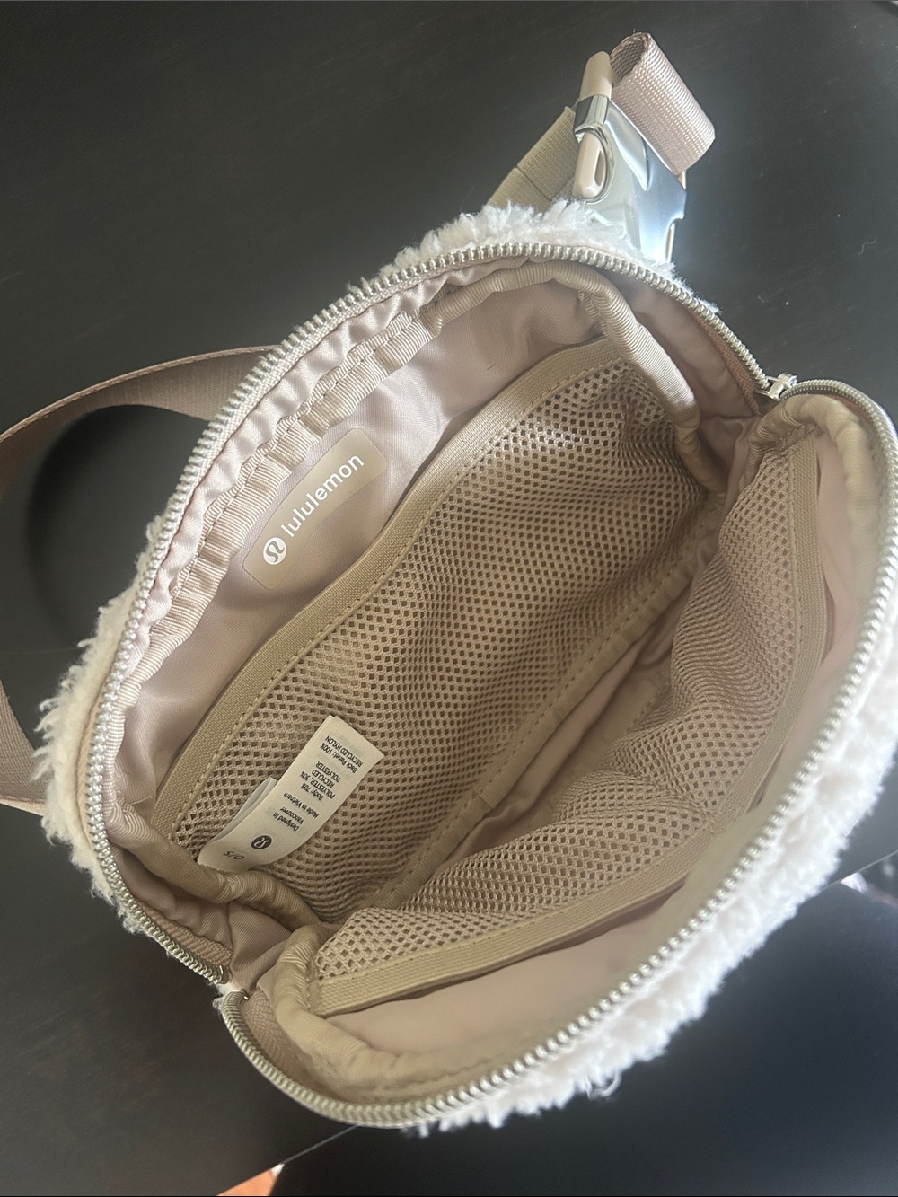 lululemon athletica Cream Sherpa Crossbody Belt Bag with Taupe Strap - Picture 2 of 2